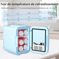 YASHE Mini Frigo pour Chambre, Frigo Skincare avec Miroir LED, Petit Frigo de 4L Portable, Thermoelectrique Chauffe & Refroidiss