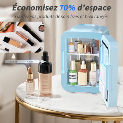 YASHE Mini Frigo pour Chambre, Frigo Skincare avec Miroir LED, Petit Frigo de 4L Portable, Thermoelectrique Chauffe & Refroidiss