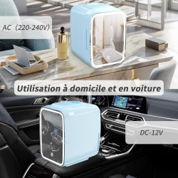 YASHE Mini Frigo pour Chambre, Frigo Skincare avec Miroir LED, Petit Frigo de 4L Portable, Thermoelectrique Chauffe & Refroidiss
