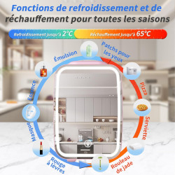 YASHE Mini Frigo pour Chambre, Frigo Skincare avec Miroir LED, Petit Frigo de 4L Portable, Thermoelectrique Chauffe & Refroidiss