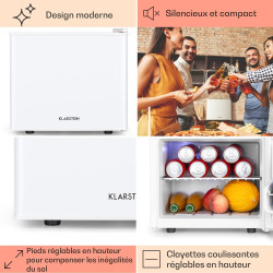 Klarstein Mini Frigo de Chambre pour Boissons, Petit Silencieux, Bar Intérieur, Bières, Vins, Refrigerateur Camping, 3 Niveaux R