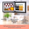 KLARSTEIN Mini Frigo de Chambre pour Boissons, Petit Réfrigérateur Silencieux, Mini Bar Intérieur, Bières, Vins, Camping, 3 Nive