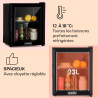 KLARSTEIN Brooklyn Mini Frigo de Chambre, Mini Bar, Refrigerateur Aliments, Boissons, Porte en Verre, Etagères Réglables, Petit 