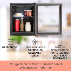 Klarstein Mini Frigo de Chambre 32L pour Snacks et Boissons, Petit Refrigerateur Silencieux avec tagres Reglables, 12-18C