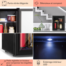Klarstein Mini Frigo de Chambre 32L pour Snacks et Boissons, Petit Refrigerateur Silencieux avec tagres Reglables, 12-18C