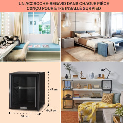 Klarstein Mini Frigo de Chambre 32L pour Snacks et Boissons, Petit Refrigerateur Silencieux avec tagres Reglables, 12-18C