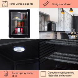 Klarstein Petit Frigo de Chambre de 42L pour Snacks et Boissons, Top Silencieux, Mini Bar, Camping, Cosmetique, Refrigerateur av
