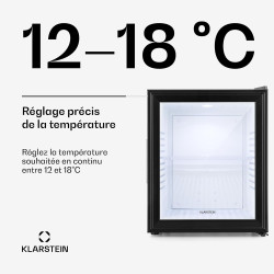 Klarstein Frigo de Chambre de 32L pour Snacks et Boissons, Petit Frigo Top Silencieux, Mini Bar, Réfrigérateur Camping, Cosmetiq