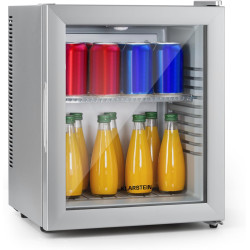 KLARSTEIN Brooklyn Mini Frigo de Chambre, Mini Bar, Refrigerateur Aliments et Boissons, Porte en Verre, Etagères Réglables, Peti