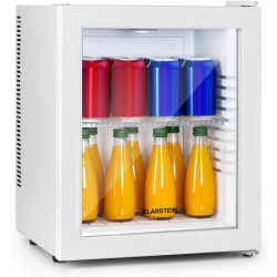 KLARSTEIN Brooklyn Mini Frigo de Chambre, Mini Bar, Refrigerateur Aliments, Boissons, Porte en Verre, Etagères Réglables, Petit 