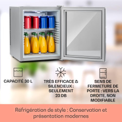 Klarstein Mini Frigo de Chambre de 32L pour Snacks et Boissons, Petit Frigo Top Silencieux, Mini Bar, Petit Réfrigérateur Campin