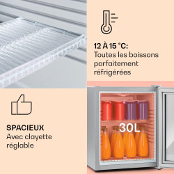 Klarstein Mini Frigo de Chambre de 32L pour Snacks et Boissons, Petit Frigo Top Silencieux, Mini Bar, Petit Réfrigérateur Campin