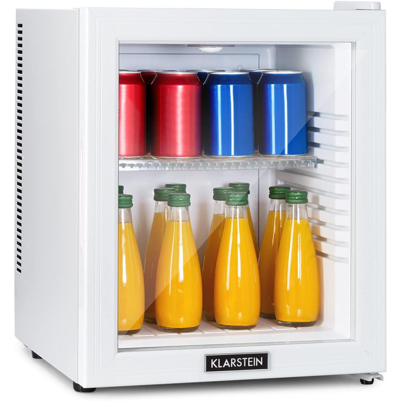 Klarstein Mini Frigo de Chambre 32L pour Snacks et Boissons, Petit Réfrigérateur Silencieux avec Étagères Réglables, 12-18°C