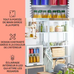 Klarstein Mini Frigo de Chambre 32L pour Snacks et Boissons, Petit Réfrigérateur Silencieux avec Étagères Réglables, 12-18°C