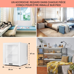 Klarstein Mini Frigo de Chambre 32L pour Snacks et Boissons, Petit Réfrigérateur Silencieux avec Étagères Réglables, 12-18°C