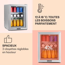 Klarstein Mini Frigo de Chambre de 42L pour Snacks et Boissons, Petit Frigo Top Silencieux, Mini Bar, Petit Réfrigérateur Campin