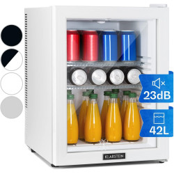 Klarstein Mini Frigo de Chambre 42L pour Snacks et Boissons, Petit Réfrigérateur Silencieux avec Étagères Réglables, 12-18°C