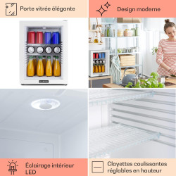 Klarstein Mini Frigo de Chambre 42L pour Snacks et Boissons, Petit Réfrigérateur Silencieux avec Étagères Réglables, 12-18°C