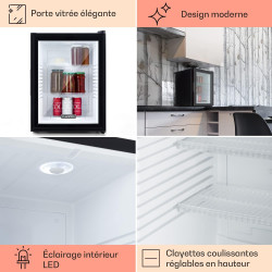 Klarstein Mini Frigo de Chambre de 42L pour Snacks et Boissons, Top Silencieux, Petit Bar, Camping, Cosmetique, Refrigerateur av