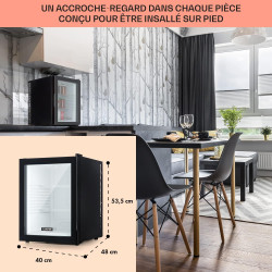 Klarstein Mini Frigo de Chambre de 42L pour Snacks et Boissons, Top Silencieux, Petit Bar, Camping, Cosmetique, Refrigerateur av