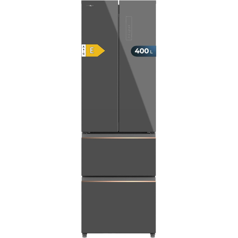 Cecotec refrigerateur congelateur 4 portes française bolero coolmarket combi f2d 400 gris glass e. réfrigérateur 400l, verre gri