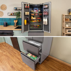 Cecotec refrigerateur congelateur 4 portes française bolero coolmarket combi f2d 400 gris glass e. réfrigérateur 400l, verre gri