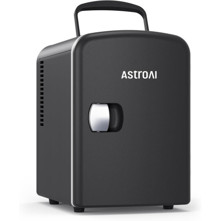 AstroAI Mini Frigo de Chambre, 4 litres / 6 Canettes 330ml, 12V/220V, Petit Frigo Cosmetique, Mini Réfrigérateur Voiture Portabl