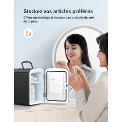 AstroAI Mini Frigo de Chambre, 4 litres / 6 Canettes 330ml, 12V/220V, Petit Frigo Cosmetique, Mini Réfrigérateur Voiture Portabl