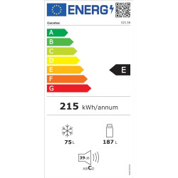 Cecotec réfrigérateur combinés bolero coolmarket combi 262 noir e. 262l, 176x54cm, éclairage led, contrôle électronique, classe 
