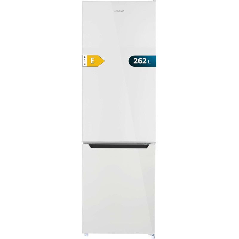 Cecotec Réfrigérateur 262 L Bolero CoolMarket Combi 262 Blanc E, Classe E, Économie d'énergie, Lumière LED, Plateaux en verre, C