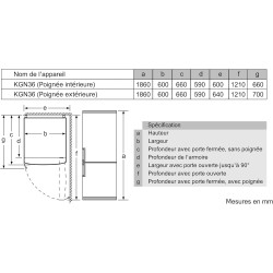 Bosch KGN36VLED Série 4 Réfrigérateur combiné pose-libre - 326 L - 186 x 60 (H x L) - Inox