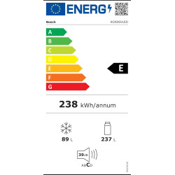 Bosch KGN36VLED Série 4 Réfrigérateur combiné pose-libre - 326 L - 186 x 60 (H x L) - Inox