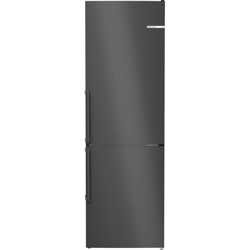Bosch KGN36VXCT, Série 4, Réfrigérateur congélateur, Pose libre, 186 x 60 cm, 218 L / 103 L, Acier brossé noir anti-traces, Tota