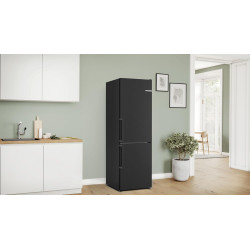 Bosch KGN36VXCT, Série 4, Réfrigérateur congélateur, Pose libre, 186 x 60 cm, 218 L / 103 L, Acier brossé noir anti-traces, Tota