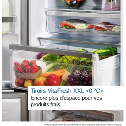 Bosch KGN36VXCT, Série 4, Réfrigérateur congélateur, Pose libre, 186 x 60 cm, 218 L / 103 L, Acier brossé noir anti-traces, Tota