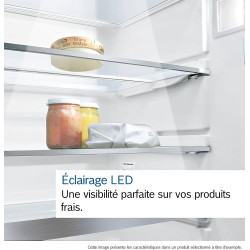 Bosch KGN36VXCT, Série 4, Réfrigérateur congélateur, Pose libre, 186 x 60 cm, 218 L / 103 L, Acier brossé noir anti-traces, Tota