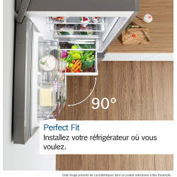 Bosch KGN36VXCT, Série 4, Réfrigérateur congélateur, Pose libre, 186 x 60 cm, 218 L / 103 L, Acier brossé noir anti-traces, Tota