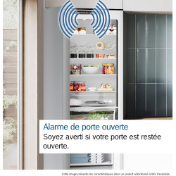 Bosch KGN36VXCT, Série 4, Réfrigérateur congélateur, Pose libre, 186 x 60 cm, 218 L / 103 L, Acier brossé noir anti-traces, Tota