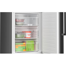 Bosch KGN36VXCT, Série 4, Réfrigérateur congélateur, Pose libre, 186 x 60 cm, 218 L / 103 L, Acier brossé noir anti-traces, Tota