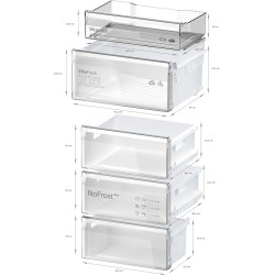 Bosch KGN36VXCT, Série 4, Réfrigérateur congélateur, Pose libre, 186 x 60 cm, 218 L / 103 L, Acier brossé noir anti-traces, Tota
