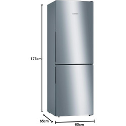 Bosch KGV33VLEAS - Réfrigérateur combiné pose libre - Série 4 - 288L - Froid brassé - L 60cm x H 176cm - Inox