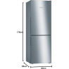 Bosch KGV33VLEAS - Réfrigérateur combiné pose libre - Série 4 - 288L - Froid brassé - L 60cm x H 176cm - Inox