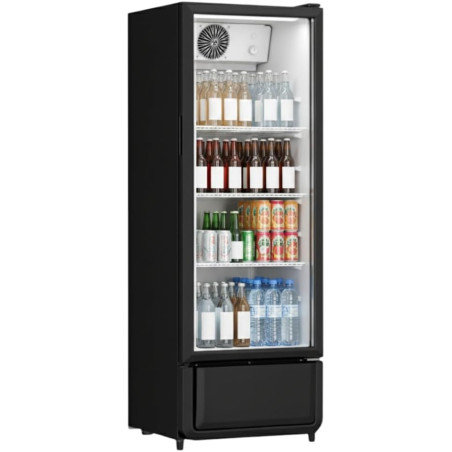 Générique Armoire à Boissons – 240 L – 1 Porte Vitrée – Noir – Refroidissement Ventilé – LED – 200 W – Dimensions : L540 × P560 