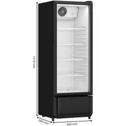 Générique Armoire à Boissons – 240 L – 1 Porte Vitrée – Noir – Refroidissement Ventilé – LED – 200 W – Dimensions : L540 × P560 
