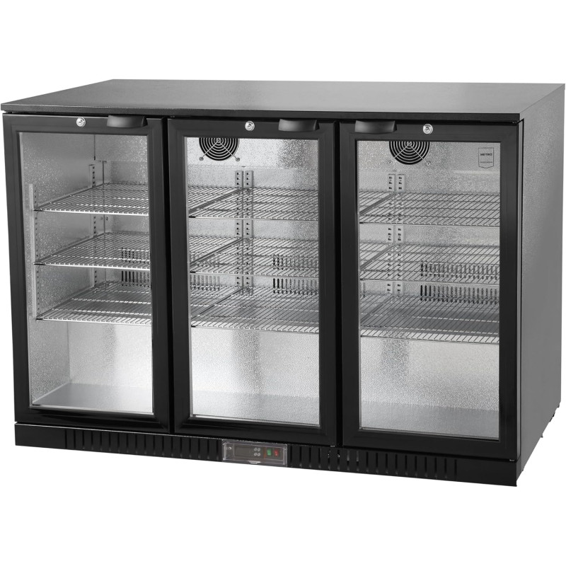 METRO Professional Arrière bar 3 portes GBC3003, aluminium/verre, 135 x 53 x 86,5 cm, 308 L, froid ventilé, 160 W, avec serrure,