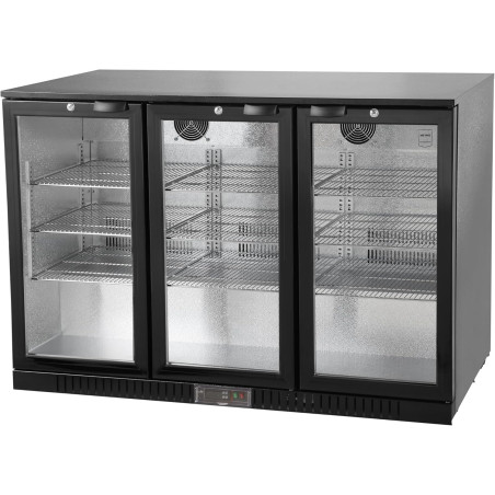 METRO Professional Arrière bar 3 portes GBC3003, aluminium/verre, 135 x 53 x 86,5 cm, 308 L, froid ventilé, 160 W, avec serrure,
