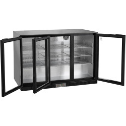 METRO Professional Arrière bar 3 portes GBC3003, aluminium/verre, 135 x 53 x 86,5 cm, 308 L, froid ventilé, 160 W, avec serrure,