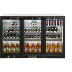METRO Professional Arrière bar 3 portes GBC3003, aluminium/verre, 135 x 53 x 86,5 cm, 308 L, froid ventilé, 160 W, avec serrure,