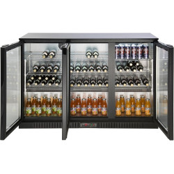METRO Professional Arrière bar 3 portes GBC3003, aluminium/verre, 135 x 53 x 86,5 cm, 308 L, froid ventilé, 160 W, avec serrure,