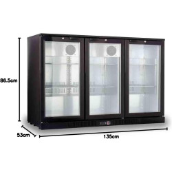 METRO Professional Arrière bar 3 portes GBC3003, aluminium/verre, 135 x 53 x 86,5 cm, 308 L, froid ventilé, 160 W, avec serrure,